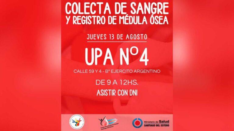 REALIZARÁN UNA COLECTA DE SANGRE Y REGISTRO DE DONANTES DE MÉDULA ÓSEA EN EL BARRIO EJÉRCITO ARGENTINO
